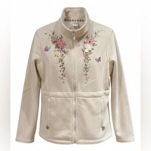 Bradford Exchange Fleece Jacket with Floral and Butterfly Embroidery